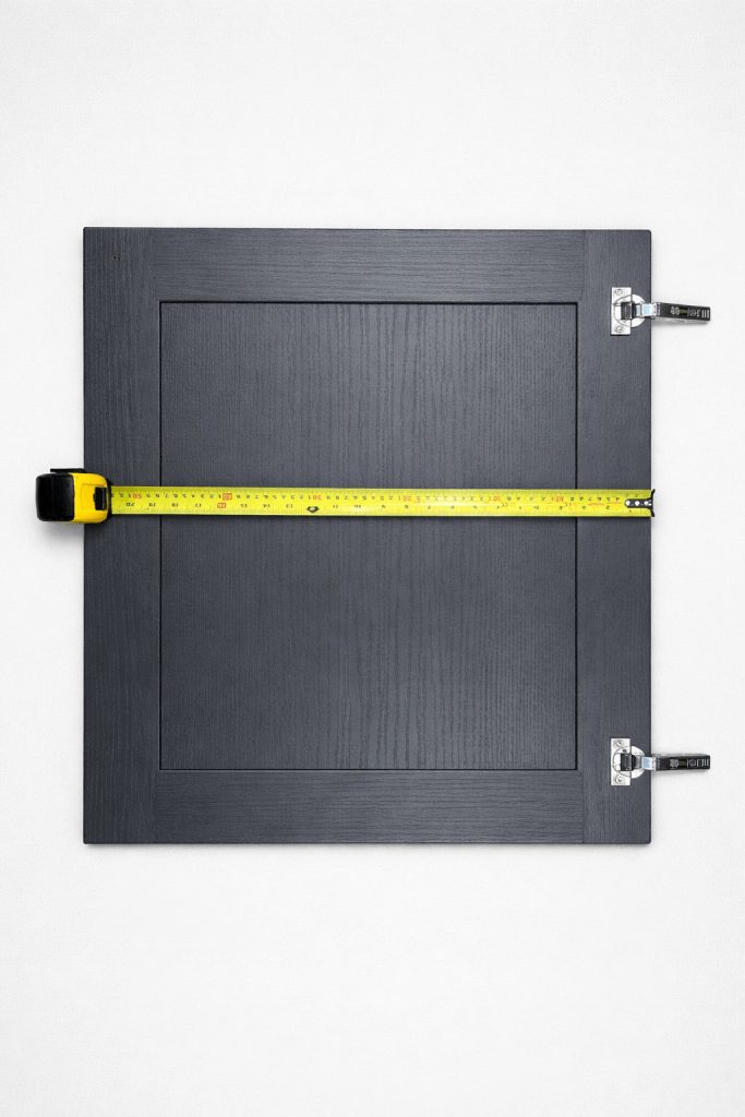 Tape measure running horizontally across the door