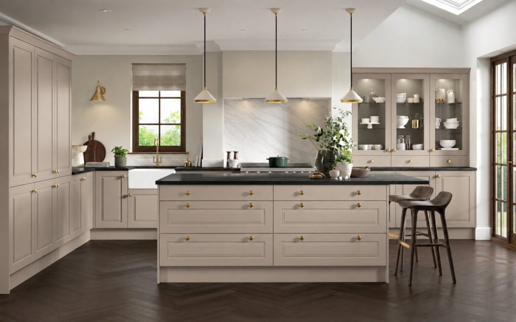 Modern kitchen fitted with replacement kitchen doors